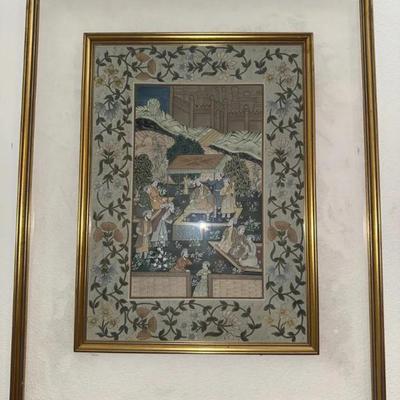 HKF003 Framed Moghul Silk Painting with Receipt