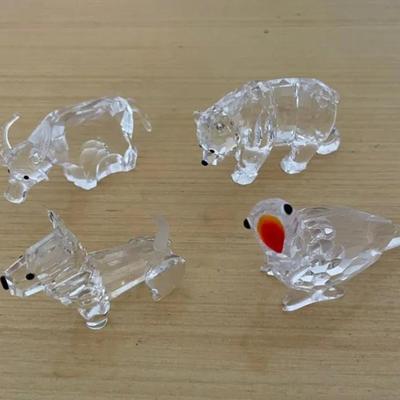 HKF359 - Swarovski Crystal Collectibles - "Scots Terrier", "Zodiac Ox", "Bear", & "Parrot"
