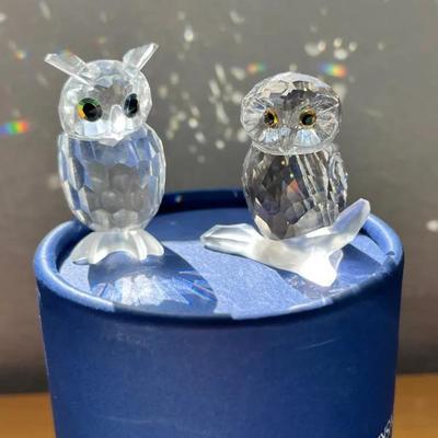 HKF349- Swarovski Crystal Collectibles, “Feathered Beauties” Owls