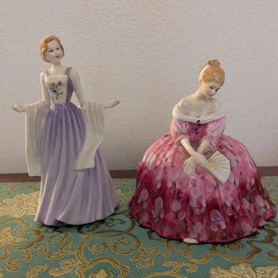 HKF021- Set of 2 Royal Doulton Figures "Julia" And "Victoria"