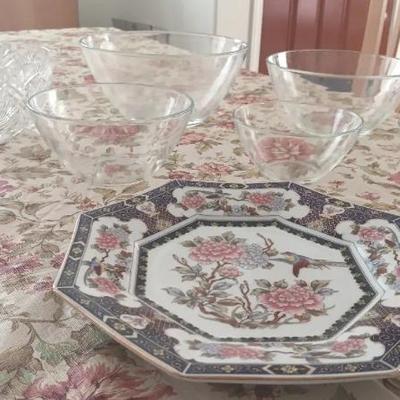 HKF340 Patterned Porcelain Plate & Glassware Bowls