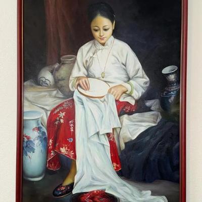 HKF010 Framed Painting of Chinese Woman