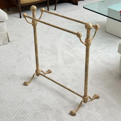 Painted Wrought Iron Blanket Stand | With claw feet Dimensions: h. 33.75 x w. 15.25 x l. 30 in
