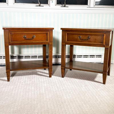 National Mt. Airy Chest of Drawers | Nightstand / end tables, each with a single drawer over an open shelf, with fluted column legs;...