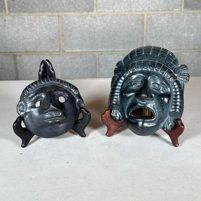 (2pc) Greek Pottery Wall Masks of Small Size | n.b. display stands are not included Dimensions: h. 6 x w. 5 in (largest)
