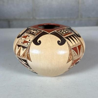 Nona Naha (1958-2021), Hopi Pottery Vase | Southwestern pottery vase of small round size, signed on the bottom Dimensions: h. 3.75 x dia....