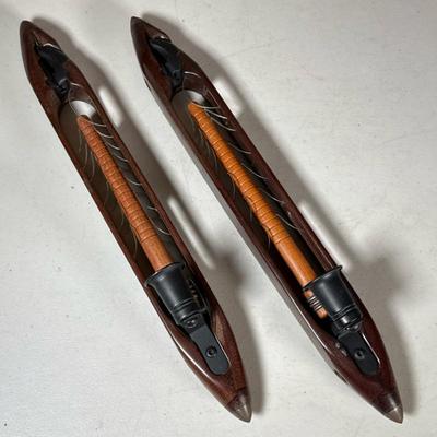 Pair Cotton Weave Shuttle Sconces | Fashioned as candle holder wall sconces; marked Draper Tru-Mold Dimensions: l. 16.5 in
