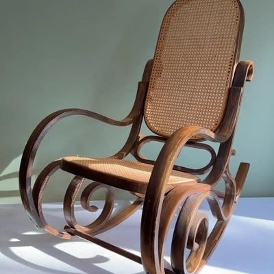 Vintage Cane + Bentwood Rocking Chair 
