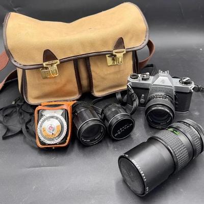 Asahi Pentax Spotmatic Camera with Lenses and Bag