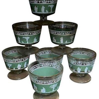 Jeanette Hellenic Green Footed Sherbets/Dessert Cups