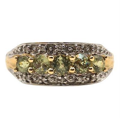 14K Yellow & White Gold Peridot & Diamond Ring