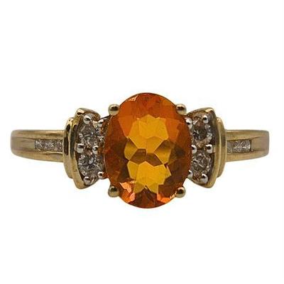 Lot 011  
10K Yellow Gold Orange Sapphire & Diamond Ring