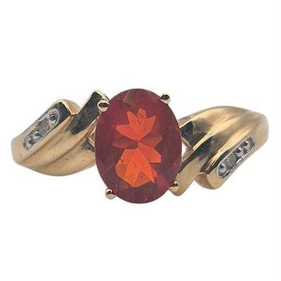 14K Yellow Gold Orange Sapphire Ring