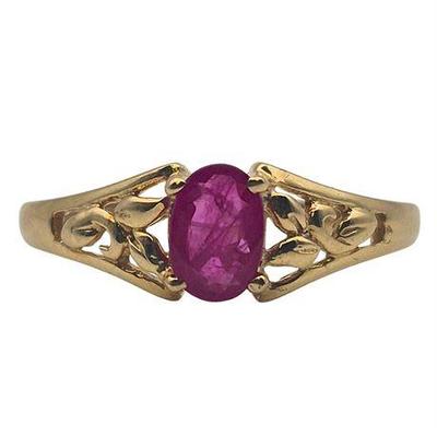 10K Yellow Gold Pink Ruby Ring