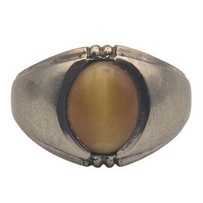 10K White Gold Tiger's Eye Ring