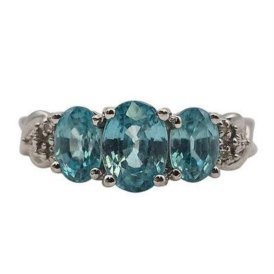 10K White Gold Topaz & Diamond Ring