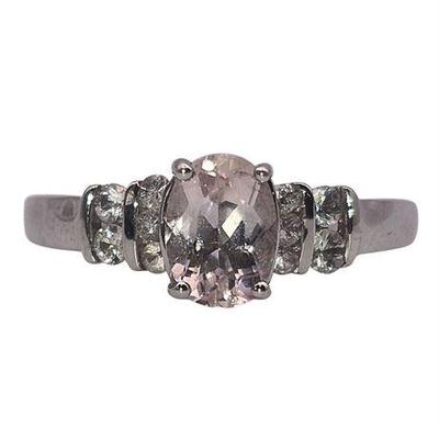 14K White Gold White Sapphire & Diamond Ring