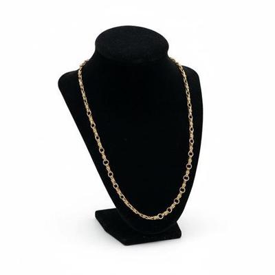 14kt Ribbon-&-Round Link Chain Necklace
