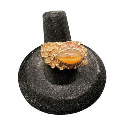 14kt Men’s Gold Nugget with Tigers-Eye Ring
