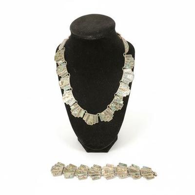 Sterling Silver & Abalone Necklace with Bracelet