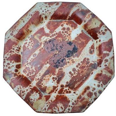 Studio Pottery Leaf Embossed Serving Plate