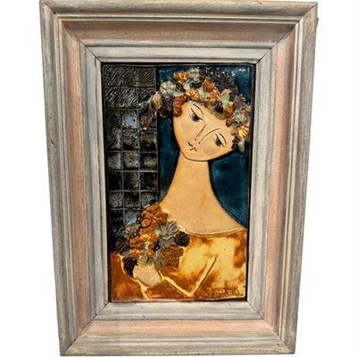 Ruth Faktor 'Woman Holding Flowers' Porcelain Plaque