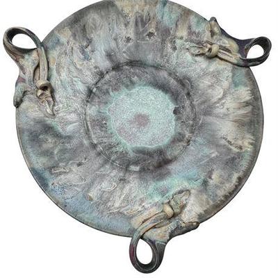 Copper Patina Glazed Pottery Serving Dish
