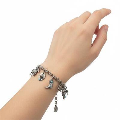 Western Cowgirl Silver Charm Bracelet