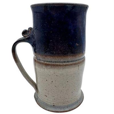 Signed Studio Stoneware Pottery Handled Vase/Pitcher