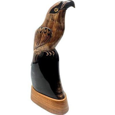 Hand Carved Buffalo Horn Hawk