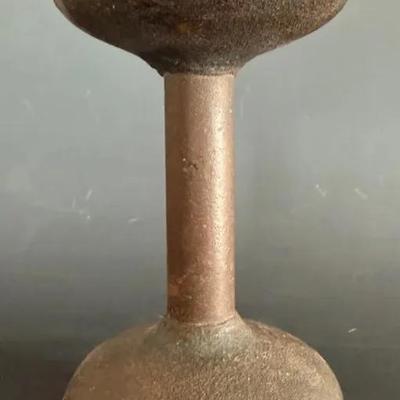 Antique York 15-Pound ‘Bun Head’ Round Cast Iron Dumbbell 