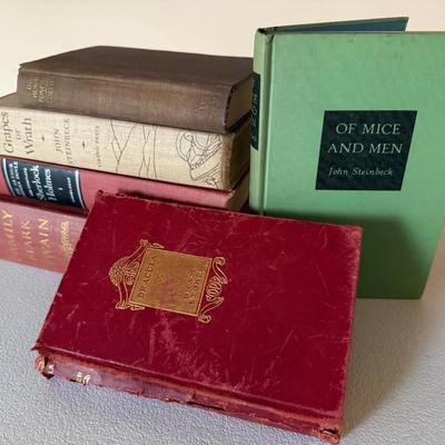 Early Edition Hardbound Literary Classic Books (6) Steinbeck, Dracula, Twain