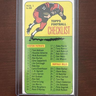 1965 Topps Football Card. Checklist. Card #87