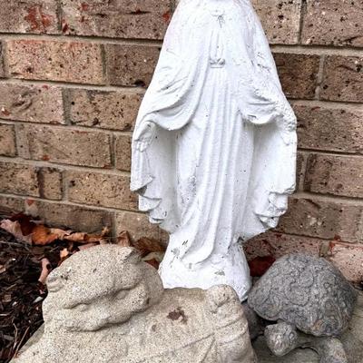 3 Unpainted Concrete Garden Figures