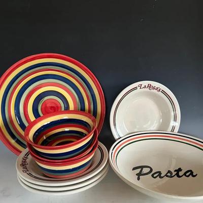 Colorful Ceramic Dinnerware with LaRosa Pasta Bowls, Italian Serving Bowl