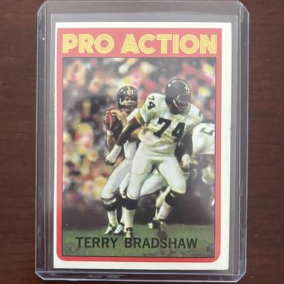 1972 Topps Football Card. Terry Bradshaw Pro Action - Pittsburgh Steelers. Card #120