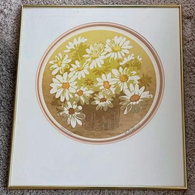 MCM Triple-Matted Framed Floral Art Print Titled ‘Bouquet)