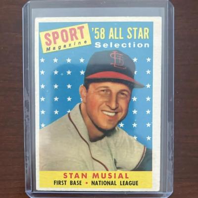 1958 Topps Baseball Card. Stan Musial All Star. Card #476