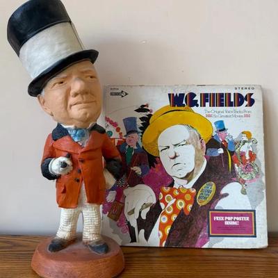 1970s Esco Chalkware Statue Of W. C. Fields + Bonus Record Album