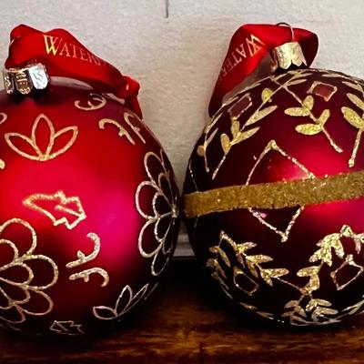 2 - Waterford Christmas Ornaments, Globes
