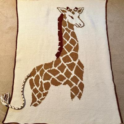 Handmade Vintage Giraffe Afghan with 3-D Tail, A ‘Giraffe-Ghan’ If You Will…