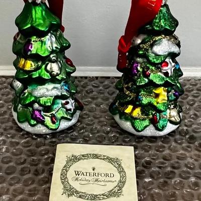 2 - Waterford Christmas Ornaments, Christmas Trees