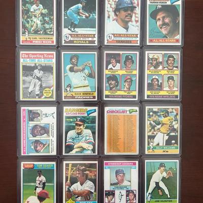 1970s Vintage Topps Baseball Cards. Reggie Jackson, Carl Yastrzemski, George Brett, and More