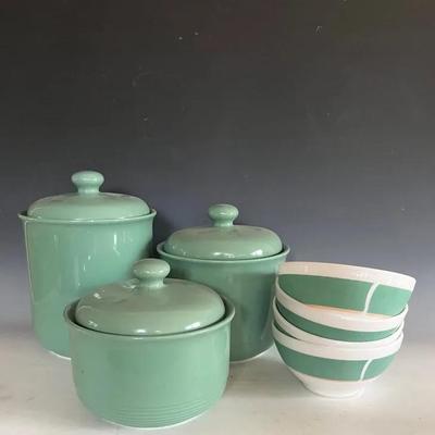 Ceramic Canister Set Plus French Bowls 