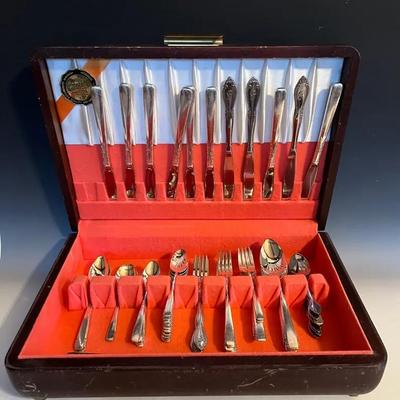 Vintage Silver Plate and Stainless Flatware with Box