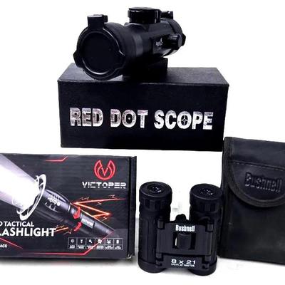 "Victoper" Flashlights, "Bushnell" Binoculars, and More