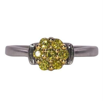 Sale Photo Thumbnail #11: 10K White Gold and Yellow Diamond Ring