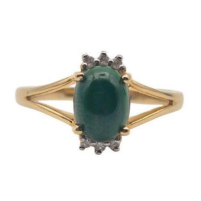 Sale Photo Thumbnail #41: 14K Yellow Gold Nephrite Jade & Diamond Ring