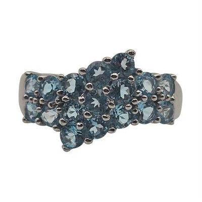 Sale Photo Thumbnail #31: 10K White Gold and Blue Topaz Ring