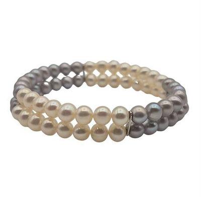 Sale Photo Thumbnail #35: White & Grey Freshwater Pearl Bracelet